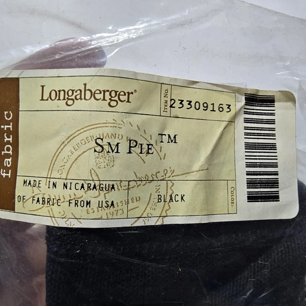 Longaberger Ebony Black Solid Small Pie Basket Liner‎ #23309163